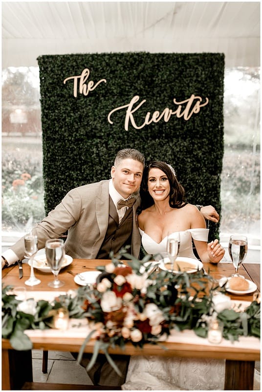 bride and groom's sweetheart table