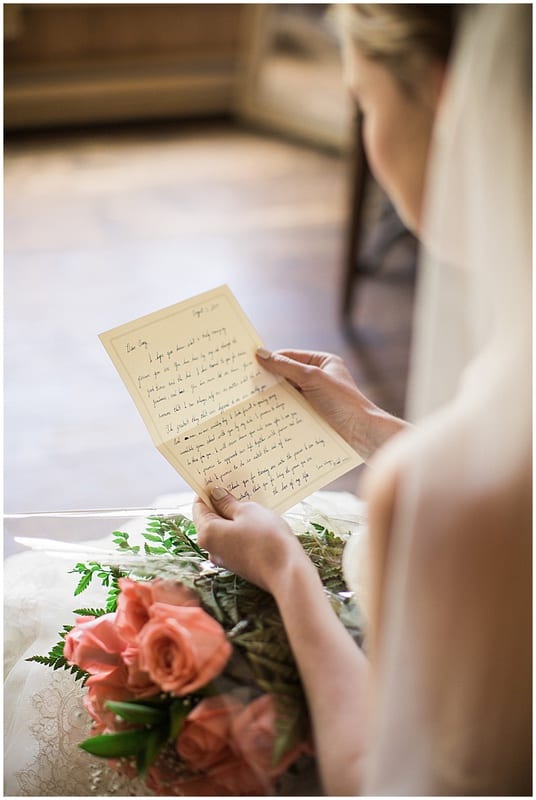 bride reading a letter