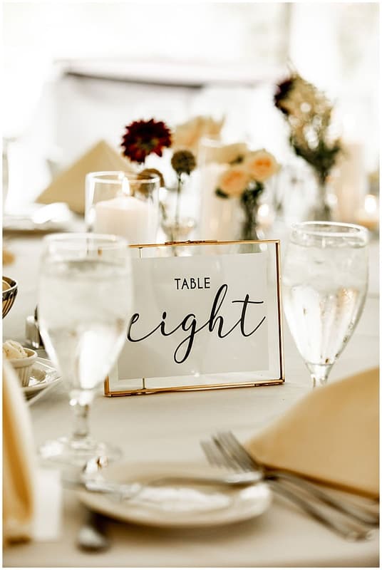 table sign and wedding decor