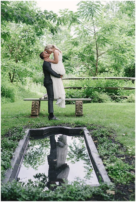 bride and groom and their reflection
