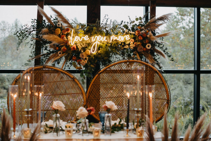 Neon Sign over Sweetheart table