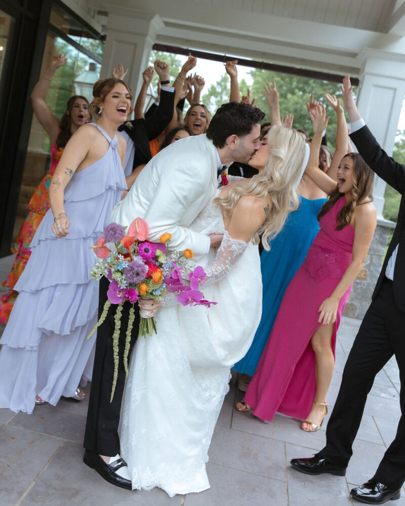 romantic wedding day portraits with bridal party