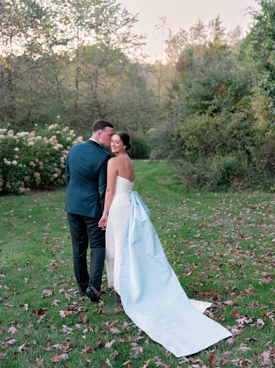 Fall Wedding, Blue Wedding Dress Train