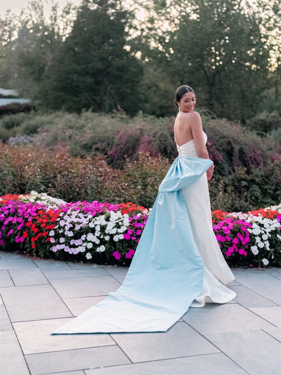 Blue Bow Wedding Dress