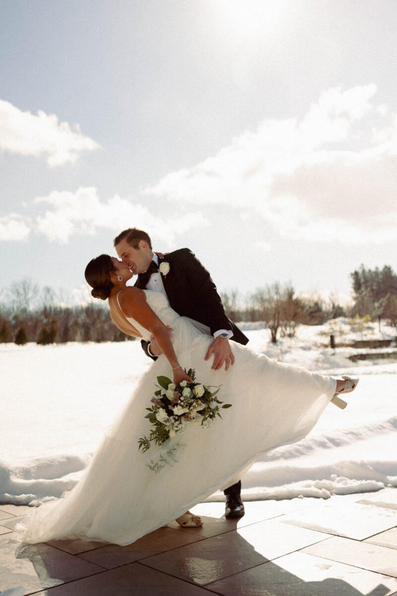 Winter Wedding Bride & Groom Portrait