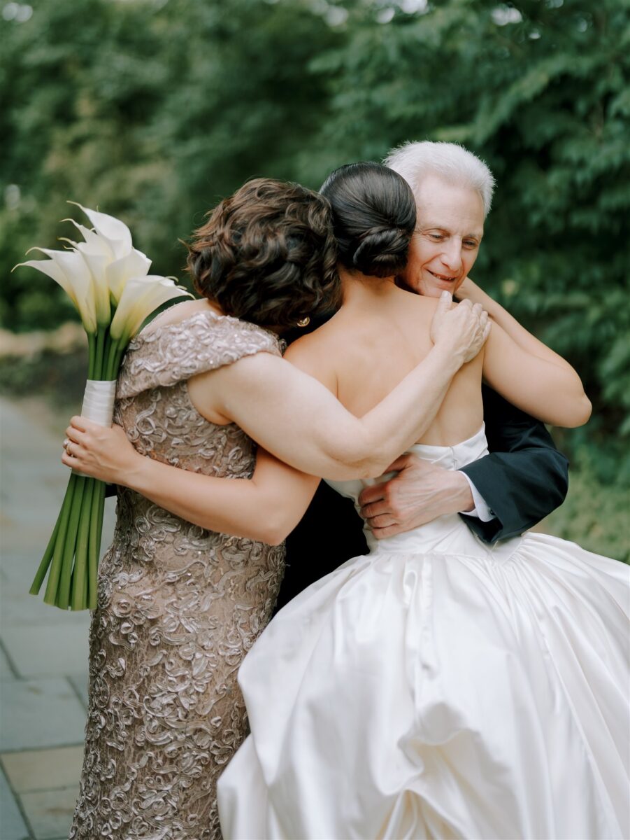 Calla Lily Bouquet, First Look with Mother of the Bride and Father of the Bride