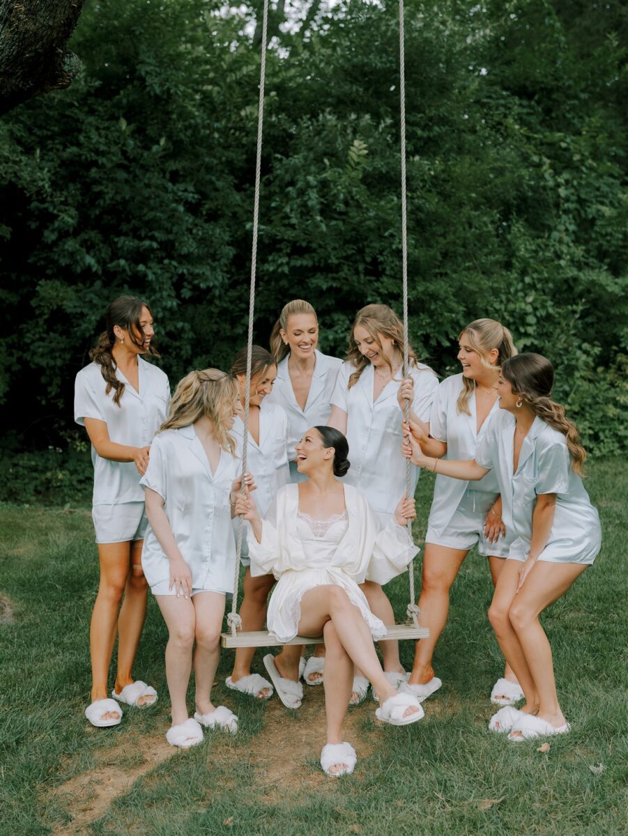Bride with Bridesmaids in PJs