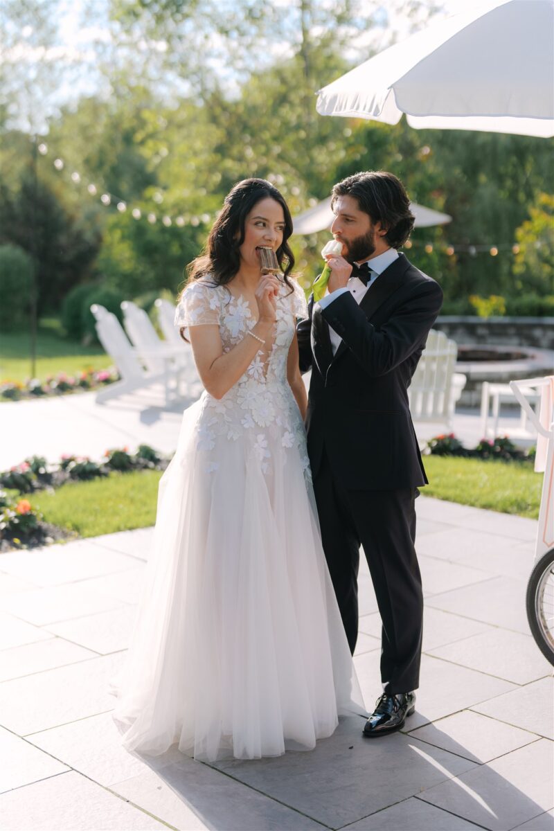 Bride and Groom enjoying Boozy Popsicles