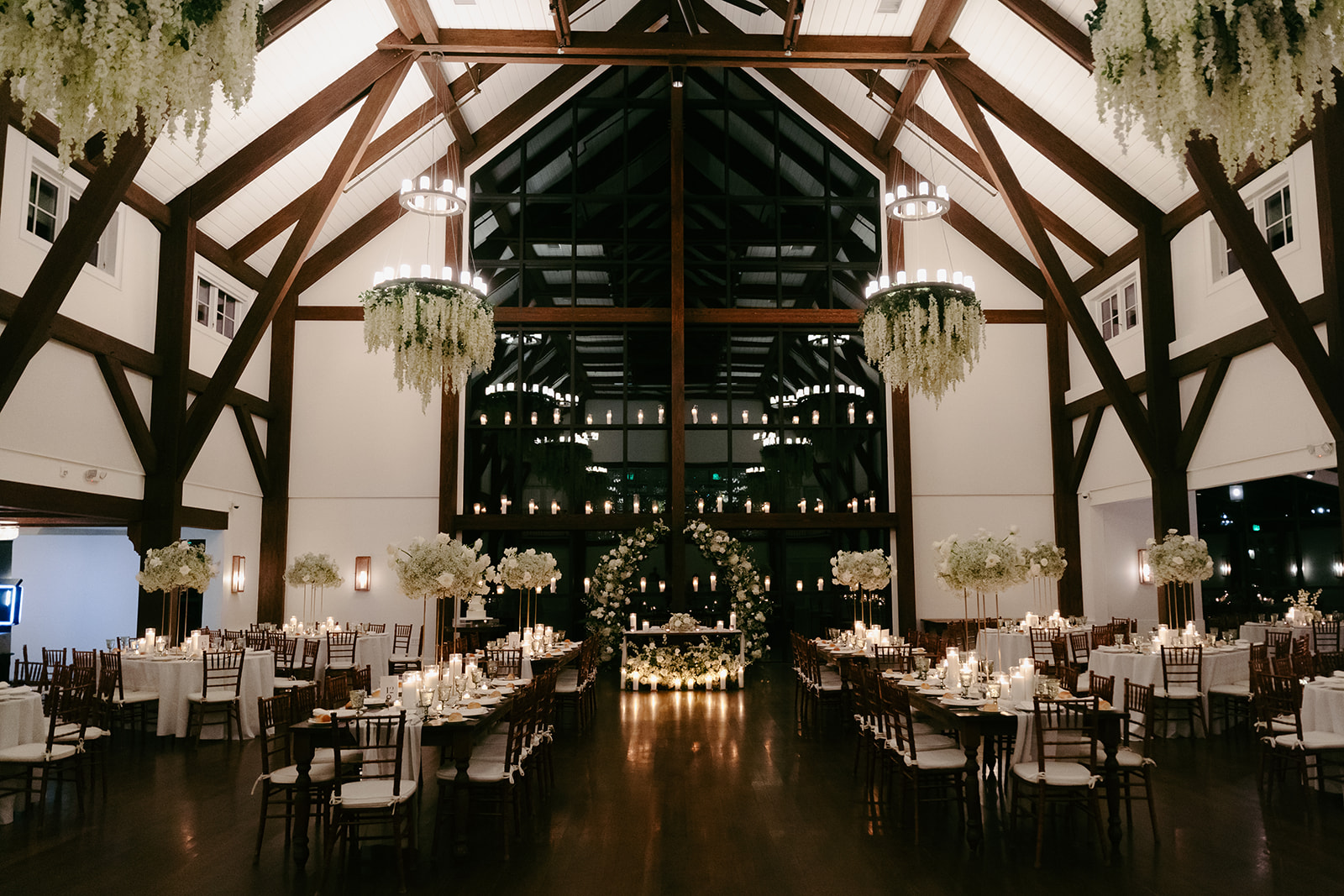 Crossed Keys Estate New Jersey Farmhouse Winter Wedding Candlelit Reception