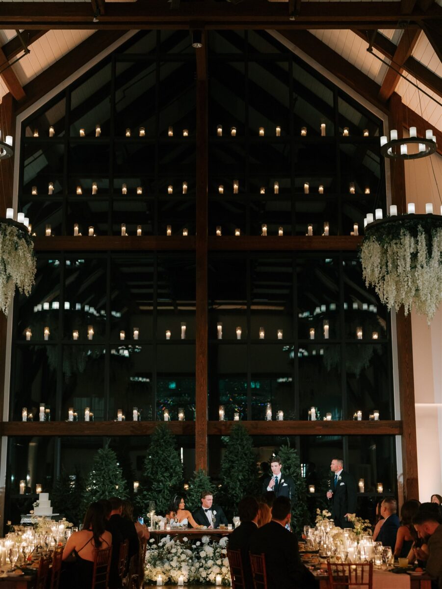 Floor to ceiling windows, dramatic candle lit reception. Unique farmhouse wedding venue in new jersey