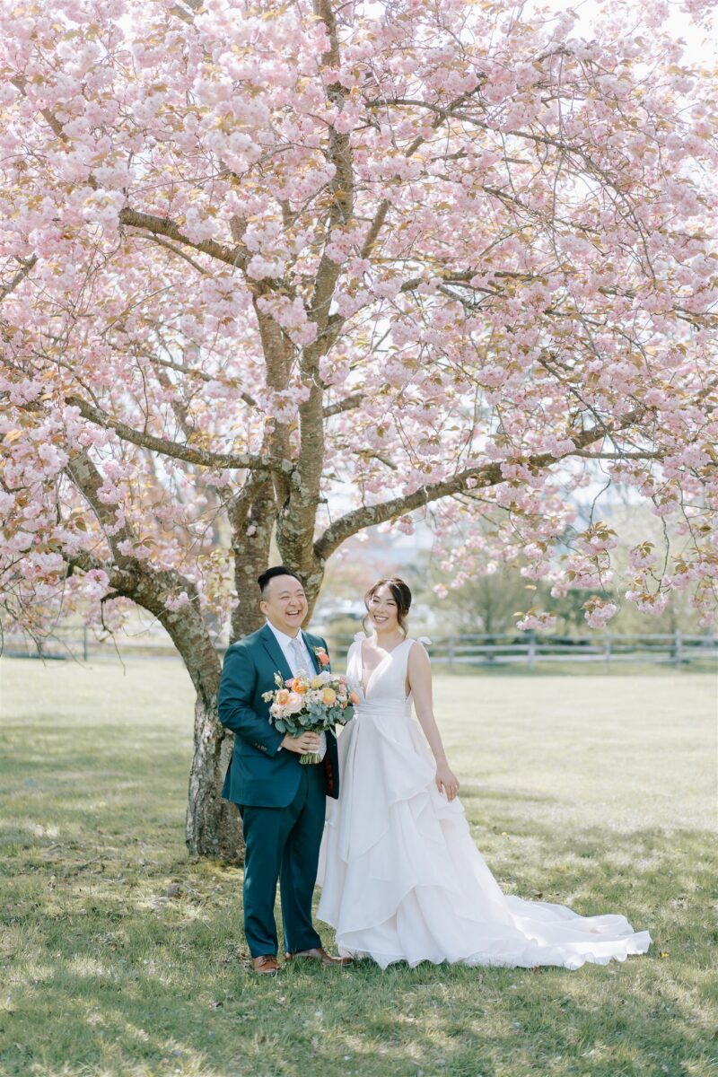 Cherry Blossom Wedding Portraits. Spring Wedding. Spring Wedding Venue.