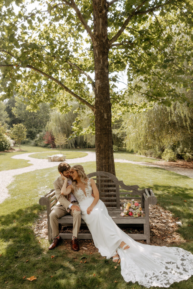 August Summer Garden Wedding. Garden Wedding Venue. Romantic Wedding Portraits.