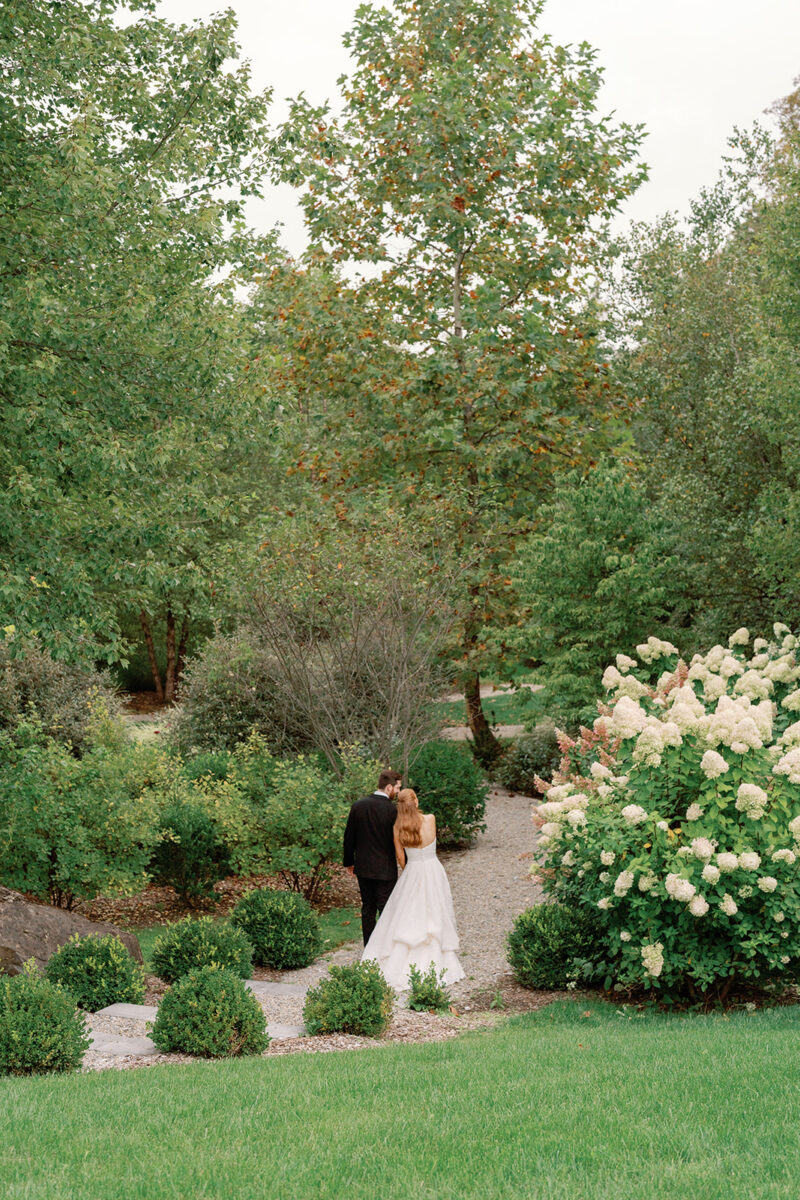 Candid couple portraits in the Crossed Keys Estate garden
