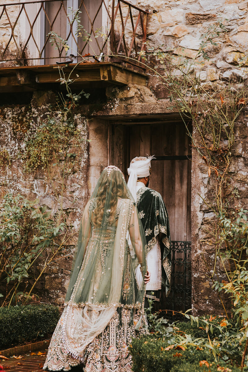 New Jersey Multicultural wedding first look in english garden