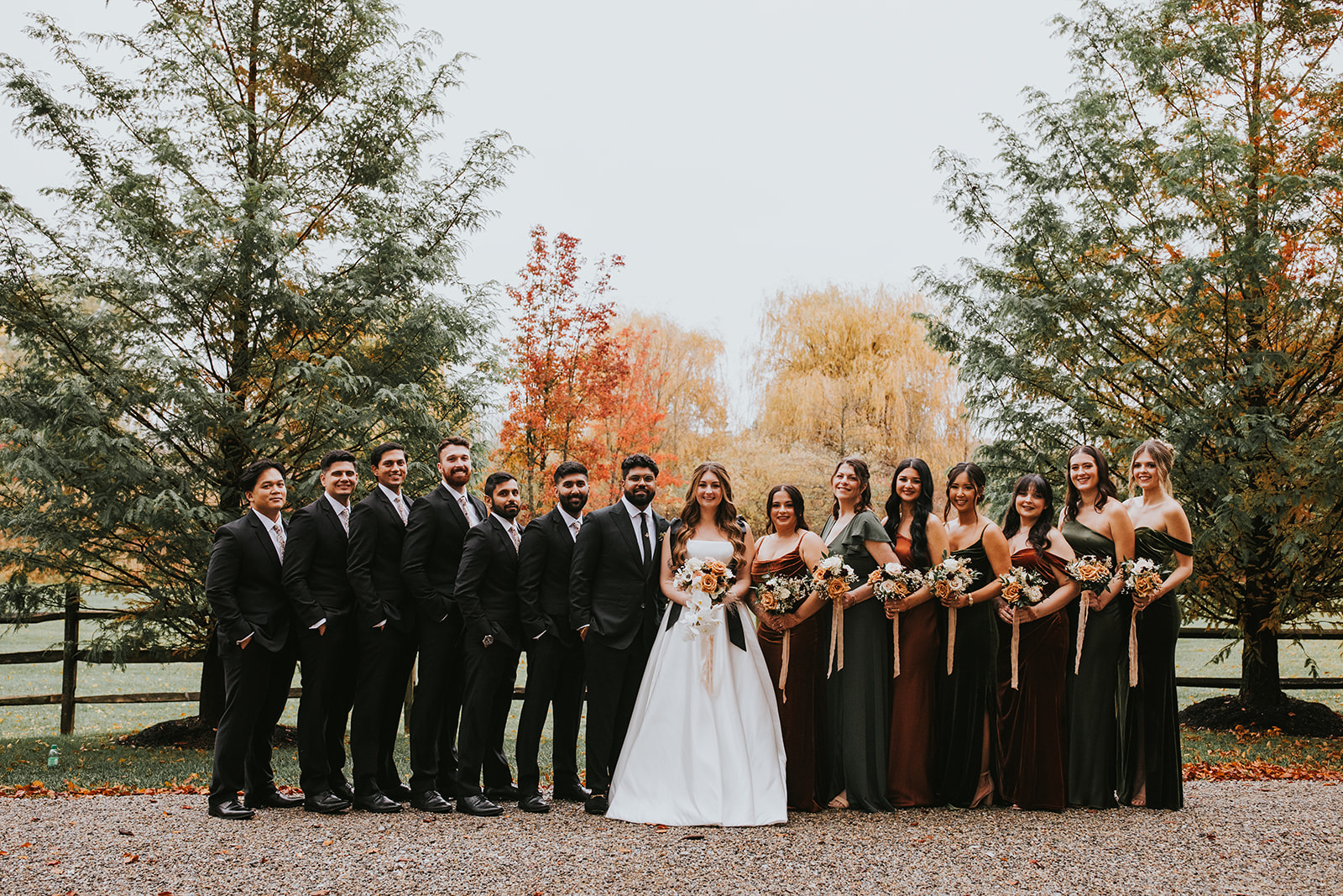 Fall Wedding Party Portraits at Crossed Keys Estate