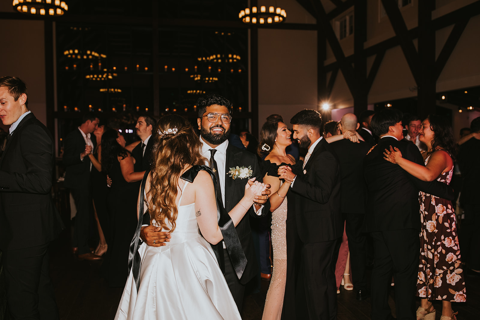 Newlywed's entrance and first dance together in Crossed Keys Estate's New Jersey Modern Luxury Farmhouse