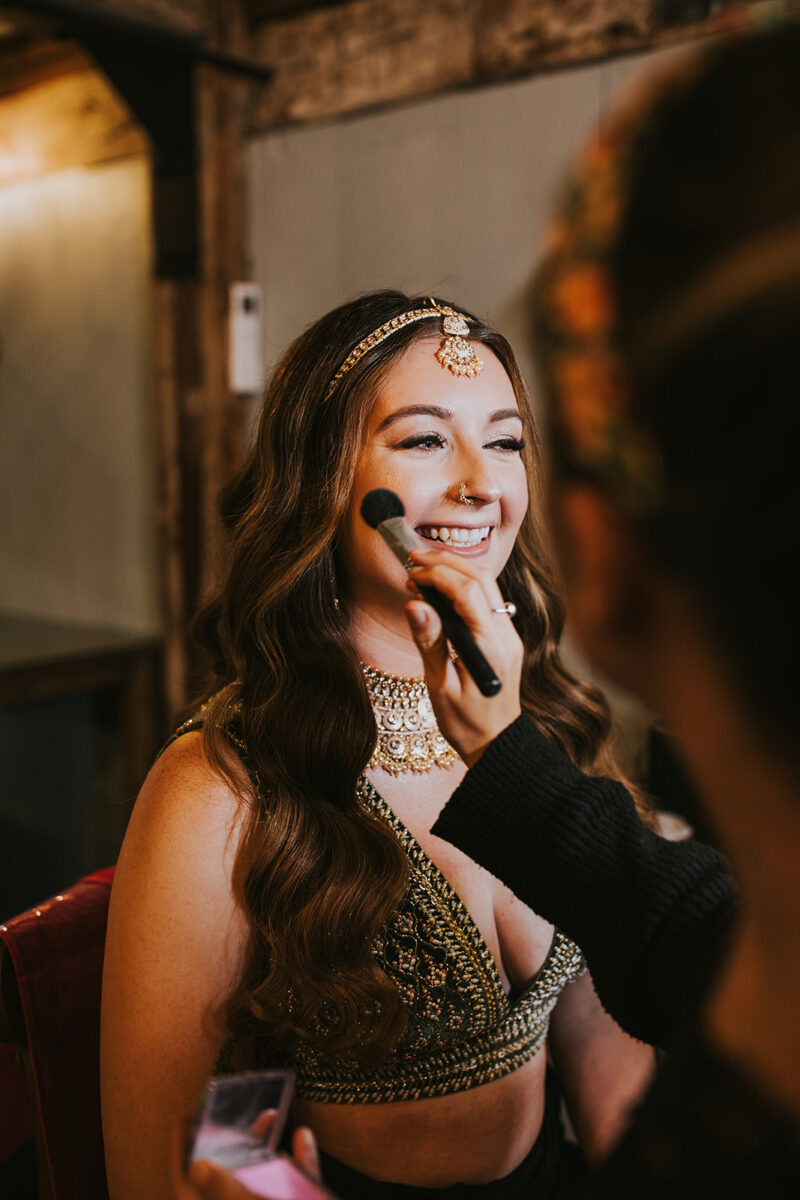 multicultural bridal makeup and hair in crossed keys estate's bridal suite