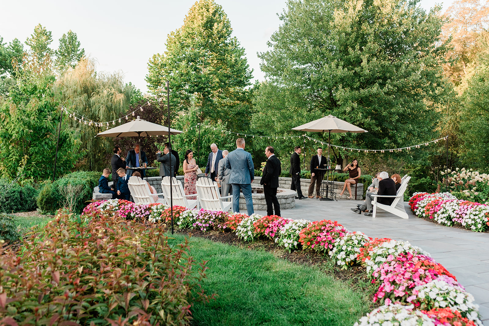 Wedding Reception, Cocktail Hour Patio & Firepit