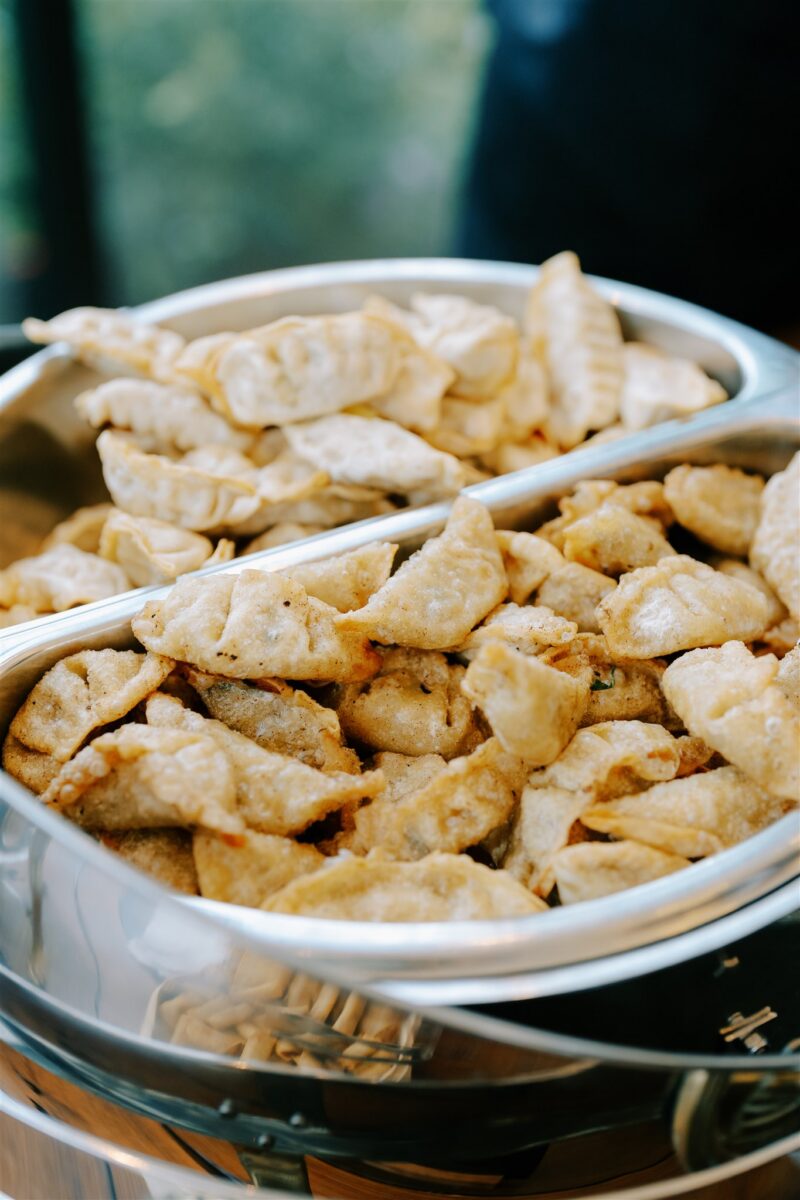 dumpling station, pork dumpling, chicken dumpling