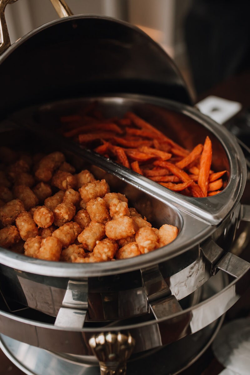 sweet potato fries and tater tots, late night munchie food