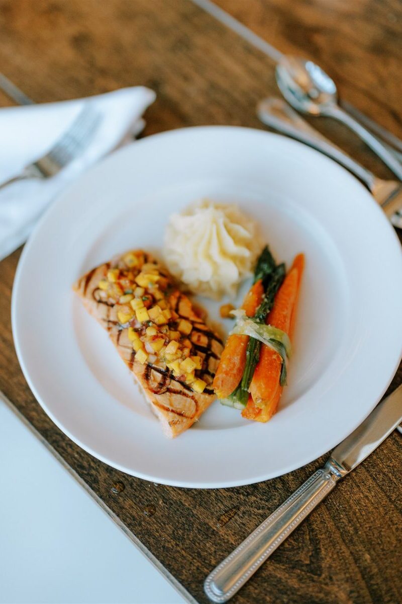Grilled Salmon with Peach & Mango Salsa