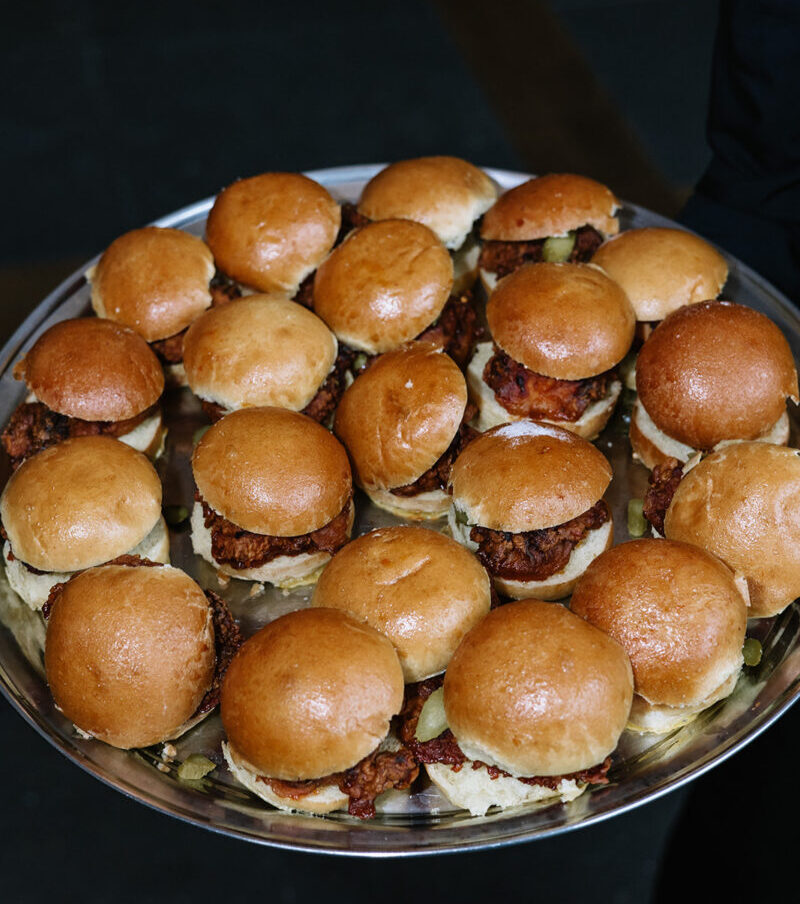 Platter of Hot Honey Fried Chicken Sliders