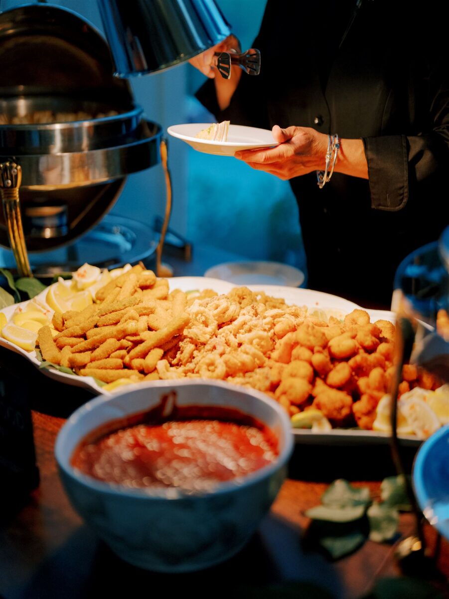 Italian Street Food Station with fritto misto and mozzarella en carozza