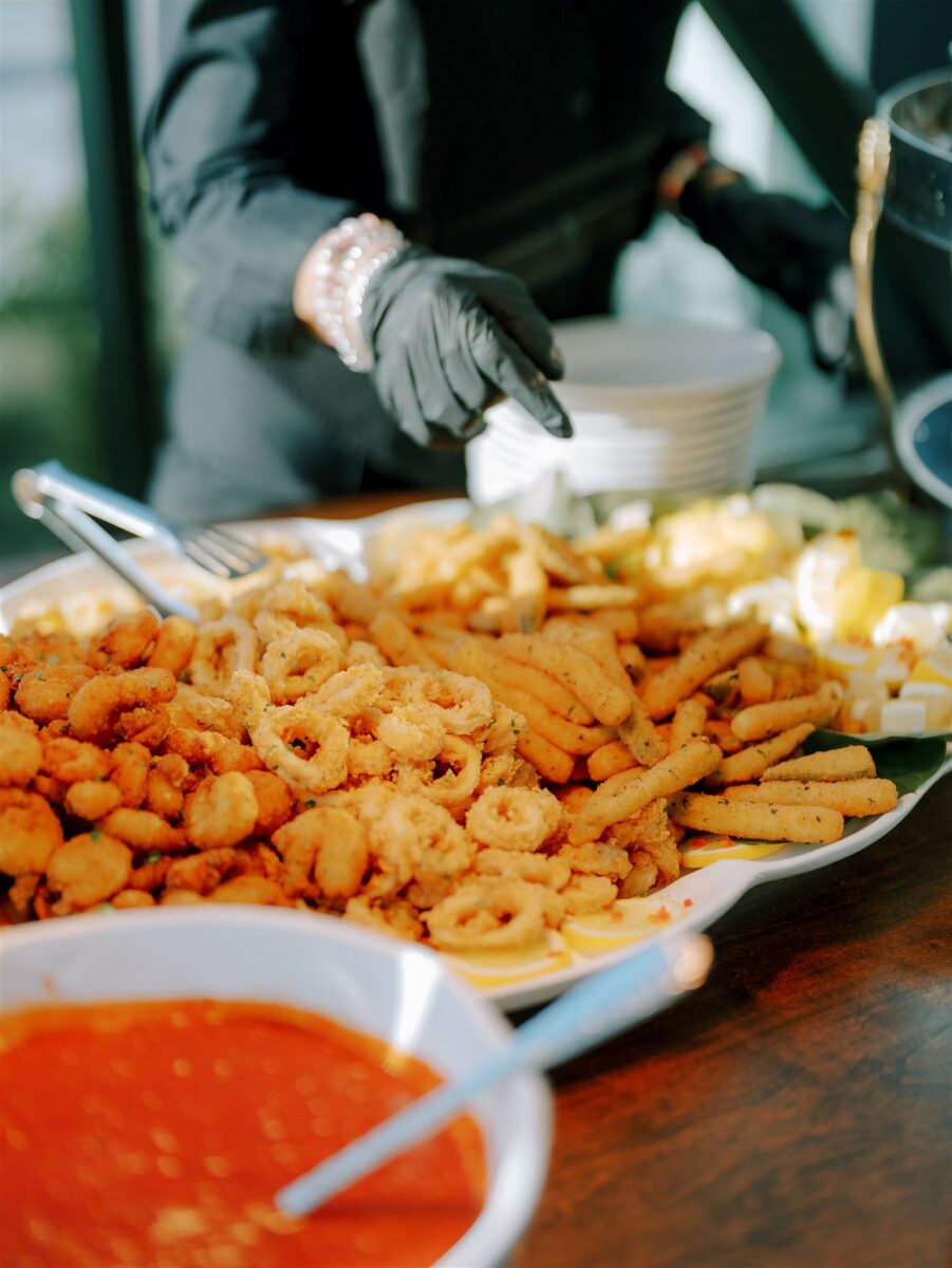 Italian Street Food Station with fritto misto and mozzarella en carozza