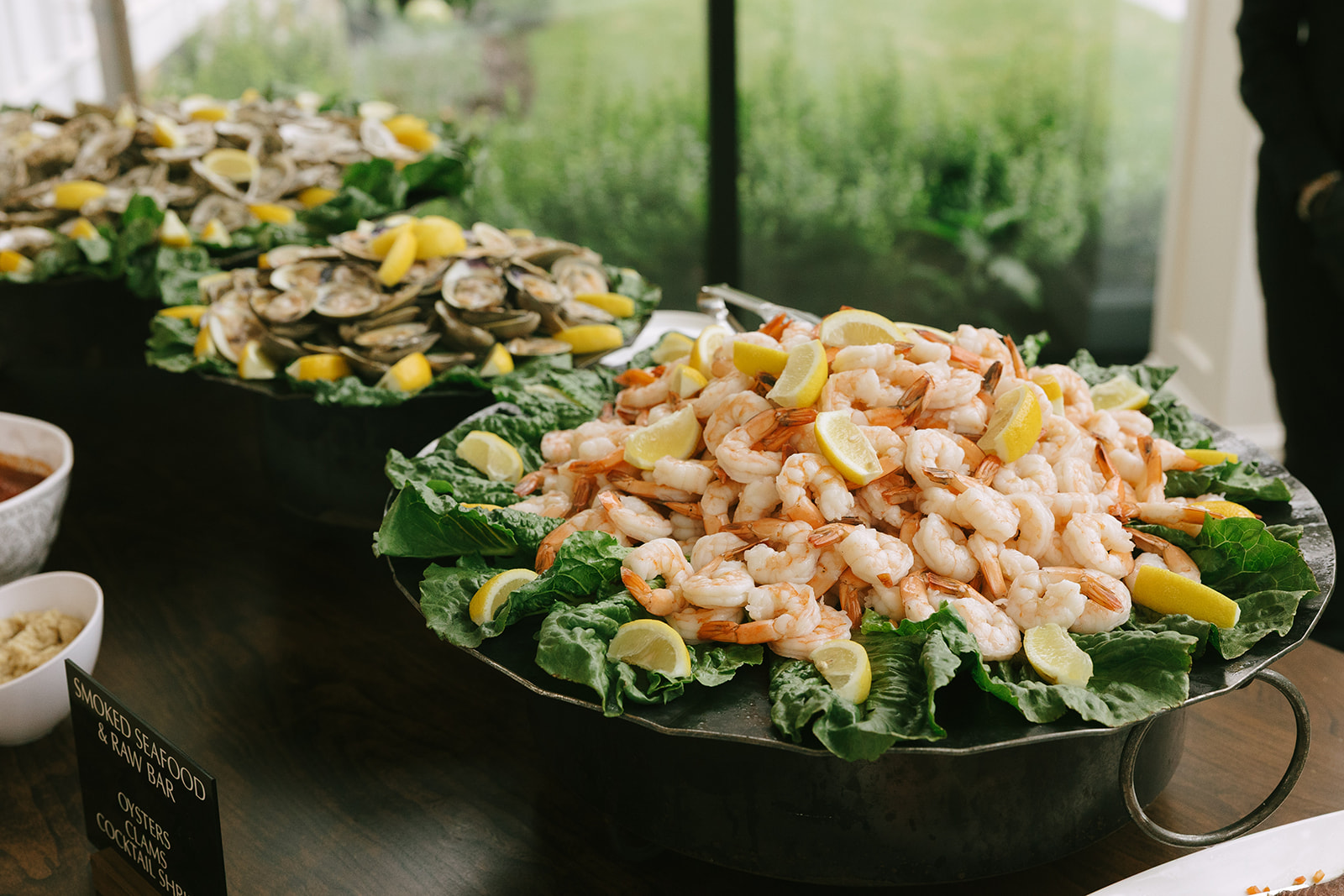 shrimp and oysters, raw bar display