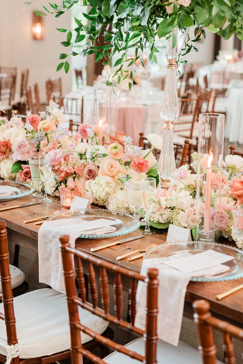 Lush luxury wedding reception table design